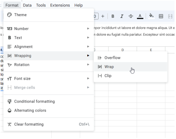 Hướng dẫn cách làm chữ vừa với ô trong Google Sheets