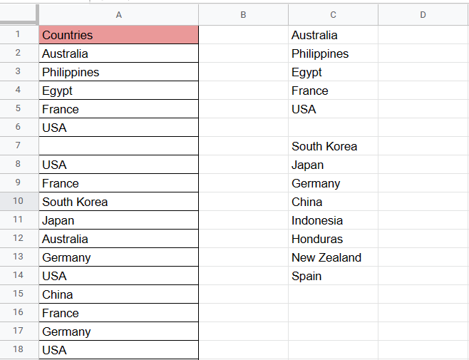 Cách sắp xếp các giá trị duy nhất (Unique) trong Google Sheets
