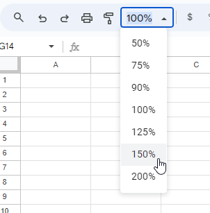 Hướng dẫn cách phóng to (Zoom in) trong Google Sheets