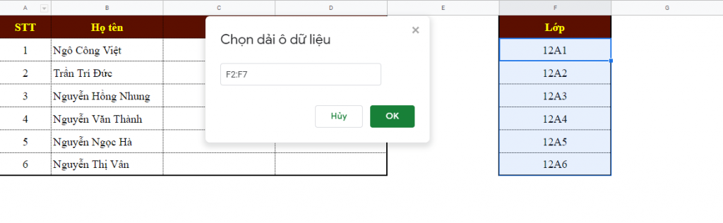 Hướng dẫn tạo danh sách thả xuống (Drop-List) trong Google Sheets