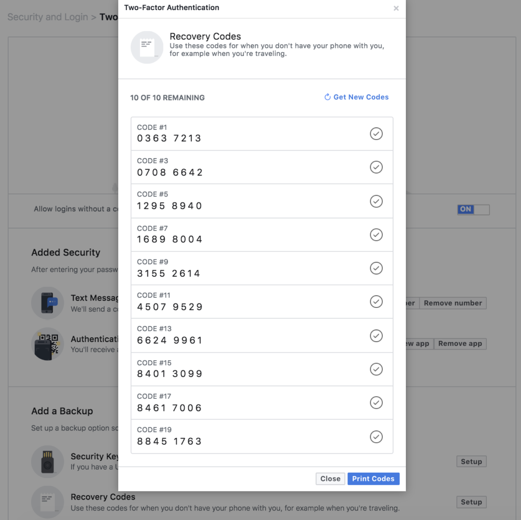 Hướng dẫn lấy 10 mã khôi phục đăng nhập Facebook để dùng khi không thể sử dụng điện thoại