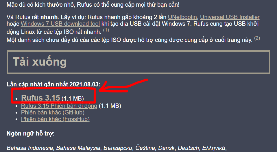 Tải Rufus mới nhất để tạo USB Boot