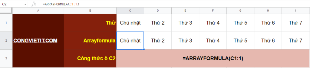 Hướng dẫn sử dụng ARRAYFORMULA trong Google Sheet + Ví dụ