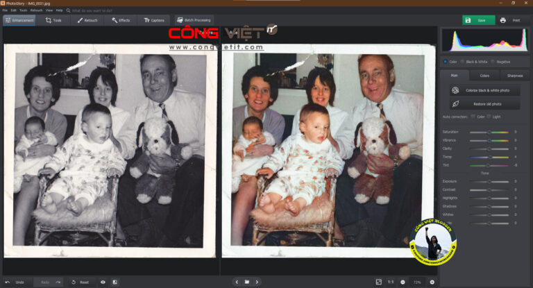 Photoglory - Phần mềm khôi phục ảnh cũ chuyên nghiệp-congvietit