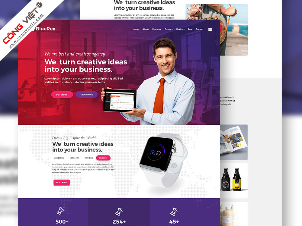 Download template thiết kế Website công ty bằng Photoshop-congvietit.com